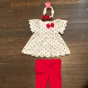 New WTag Isaac Mizrahi Girl Toddler Dress Heart Legging Headband 6-9M